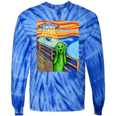 Funny UFO Believe In Aliens Alien Humor Gift Funny Alien Lover Tie-Dye Long Sleeve Shirt