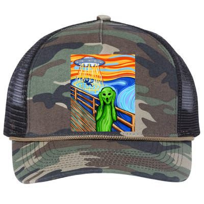 Funny UFO Believe In Aliens Alien Humor Gift Funny Alien Lover Retro Rope Trucker Hat Cap