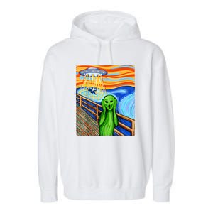 Funny UFO Believe In Aliens Alien Humor Gift Funny Alien Lover Garment-Dyed Fleece Hoodie