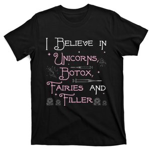 Funny Unicorns Botox Fairies And Filler Aesthetician Nurses T-Shirt