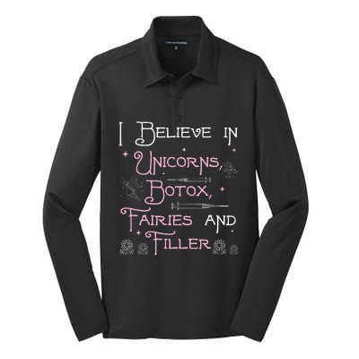 Funny Unicorns Botox Fairies And Filler Aesthetician Nurses Silk Touch Performance Long Sleeve Polo