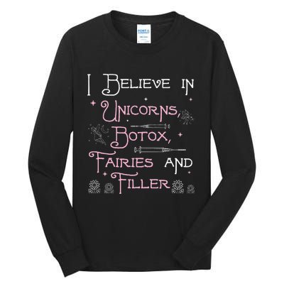 Funny Unicorns Botox Fairies And Filler Aesthetician Nurses Tall Long Sleeve T-Shirt