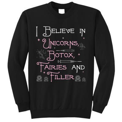 Funny Unicorns Botox Fairies And Filler Aesthetician Nurses Tall Sweatshirt