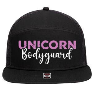 Funny Unicorn Bodyguard Unicorn Security 7 Panel Mesh Trucker Snapback Hat