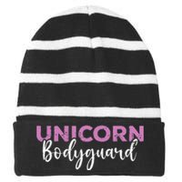 Funny Unicorn Bodyguard Unicorn Security Striped Beanie with Solid Band