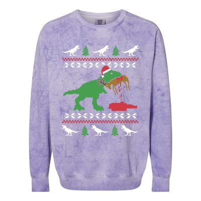 Funny Ugly Christmas Sweater Trex Reindeer Ugly Xmas Trex Gift Colorblast Crewneck Sweatshirt