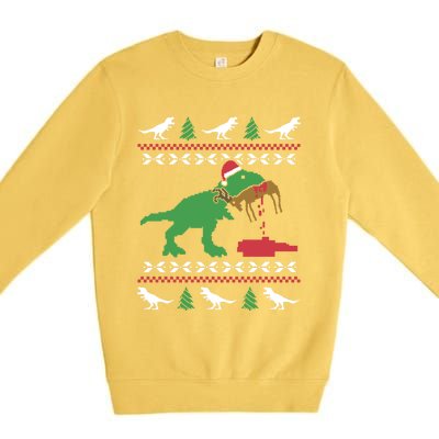 Funny Ugly Christmas Sweater Trex Reindeer Ugly Xmas Trex Gift Premium Crewneck Sweatshirt