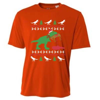 Funny Ugly Christmas Sweater Trex Reindeer Ugly Xmas Trex Gift Cooling Performance Crew T-Shirt