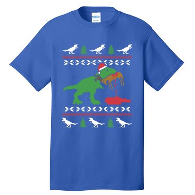 Funny Ugly Christmas Sweater Trex Reindeer Ugly Xmas Trex Gift Tall T-Shirt