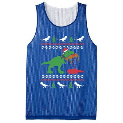 Funny Ugly Christmas Sweater Trex Reindeer Ugly Xmas Trex Gift Mesh Reversible Basketball Jersey Tank