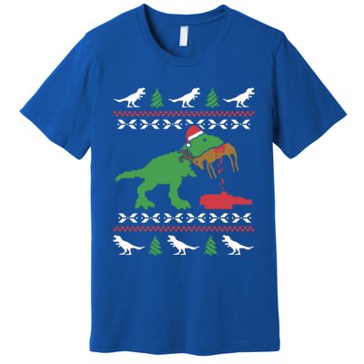 Funny Ugly Christmas Sweater Trex Reindeer Ugly Xmas Trex Gift Premium T-Shirt