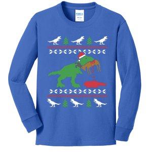 Funny Ugly Christmas Sweater Trex Reindeer Ugly Xmas Trex Gift Kids Long Sleeve Shirt