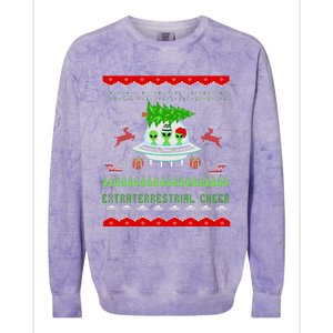 Funny Ugly Christmas Alien UFO Santa Reindeer Tree Gift  Colorblast Crewneck Sweatshirt