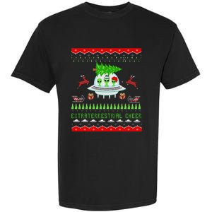 Funny Ugly Christmas Alien UFO Santa Reindeer Tree Gift  Garment-Dyed Heavyweight T-Shirt