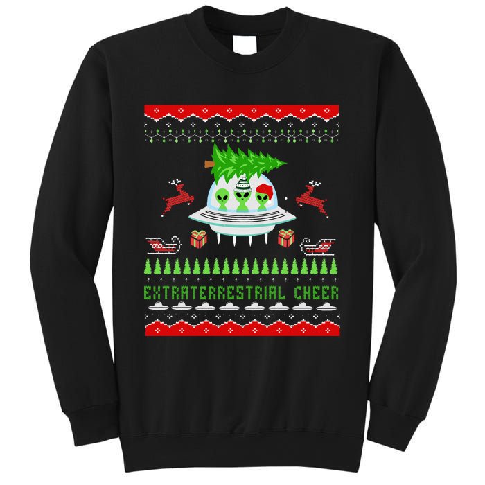 Funny Ugly Christmas Alien UFO Santa Reindeer Tree Gift  Sweatshirt