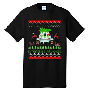 Funny Ugly Christmas Alien UFO Santa Reindeer Tree Gift  Tall T-Shirt