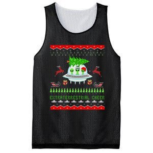 Funny Ugly Christmas Alien UFO Santa Reindeer Tree Gift  Mesh Reversible Basketball Jersey Tank