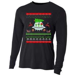 Funny Ugly Christmas Alien UFO Santa Reindeer Tree Gift  Cooling Performance Long Sleeve Crew