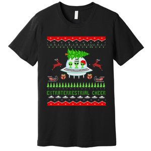 Funny Ugly Christmas Alien UFO Santa Reindeer Tree Gift  Premium T-Shirt