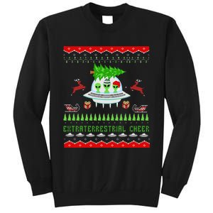 Funny Ugly Christmas Alien UFO Santa Reindeer Tree Gift  Tall Sweatshirt