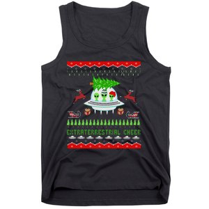 Funny Ugly Christmas Alien UFO Santa Reindeer Tree Gift  Tank Top