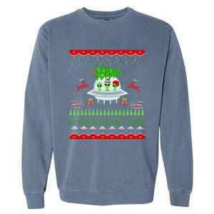 Funny Ugly Christmas Alien UFO Santa Reindeer Tree Gift  Garment-Dyed Sweatshirt