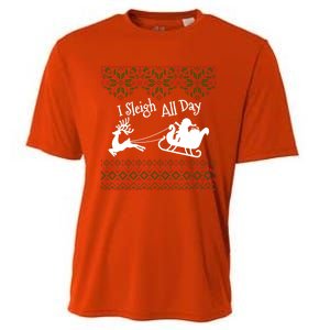 Funny Ugly Christmas Sweater I Sleigh All Day Santa Elves Cool Gift Cooling Performance Crew T-Shirt