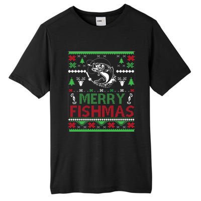 Fishing Ugly Christmas Bass Fish Merry Fishmas Gift Tall Fusion ChromaSoft Performance T-Shirt