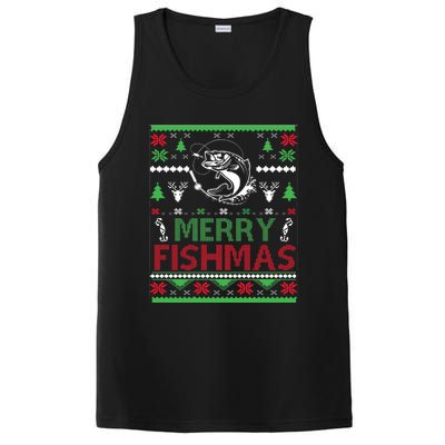 Fishing Ugly Christmas Bass Fish Merry Fishmas Gift PosiCharge Competitor Tank