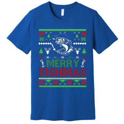 Fishing Ugly Christmas Bass Fish Merry Fishmas Gift Premium T-Shirt