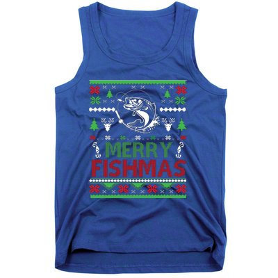 Fishing Ugly Christmas Bass Fish Merry Fishmas Gift Tank Top