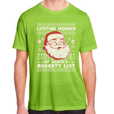 Funny Ugly Christmas Lifetime Member SantaS Naughty List Adult ChromaSoft Performance T-Shirt