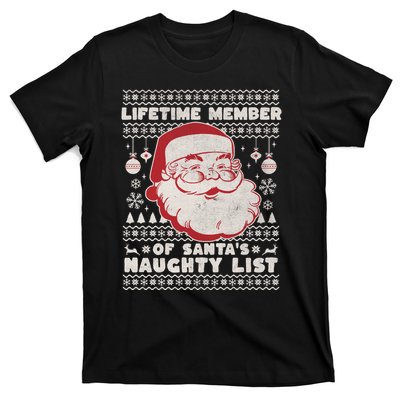 Funny Ugly Christmas Lifetime Member SantaS Naughty List T-Shirt