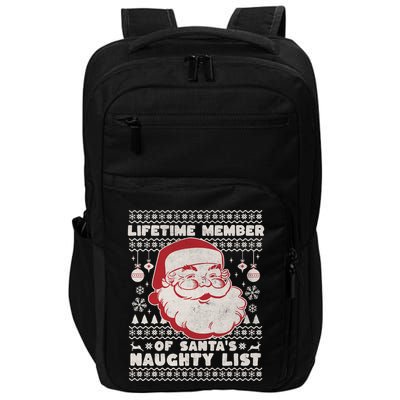 Funny Ugly Christmas Lifetime Member SantaS Naughty List Impact Tech Backpack