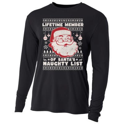 Funny Ugly Christmas Lifetime Member SantaS Naughty List Cooling Performance Long Sleeve Crew