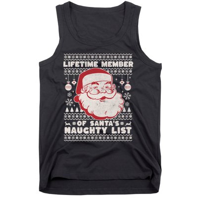 Funny Ugly Christmas Lifetime Member SantaS Naughty List Tank Top