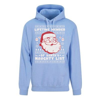 Funny Ugly Christmas Lifetime Member SantaS Naughty List Unisex Surf Hoodie