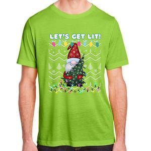 Funny Ugly Christmas Pun Gnome LetS Get Lit Xmas Party Meaningful Gift Adult ChromaSoft Performance T-Shirt