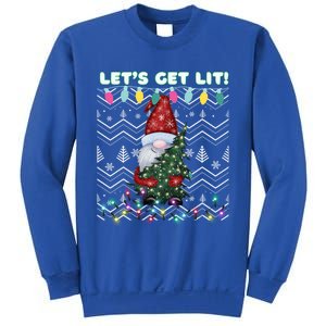 Funny Ugly Christmas Pun Gnome LetS Get Lit Xmas Party Meaningful Gift Sweatshirt