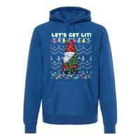 Funny Ugly Christmas Pun Gnome LetS Get Lit Xmas Party Meaningful Gift Premium Hoodie