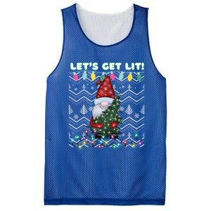 Funny Ugly Christmas Pun Gnome LetS Get Lit Xmas Party Meaningful Gift Mesh Reversible Basketball Jersey Tank