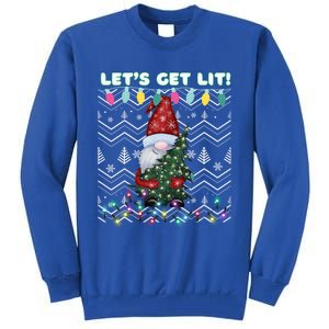 Funny Ugly Christmas Pun Gnome LetS Get Lit Xmas Party Meaningful Gift Tall Sweatshirt