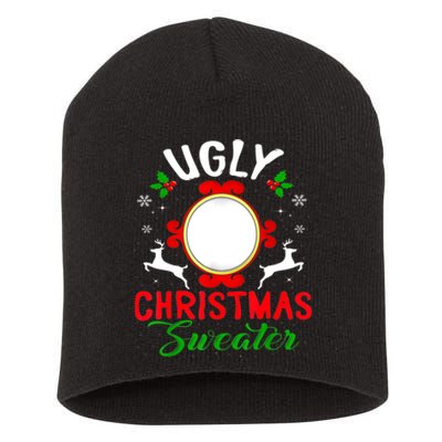 Funny Ugly Christmas Sweater With Mirror Short Acrylic Beanie