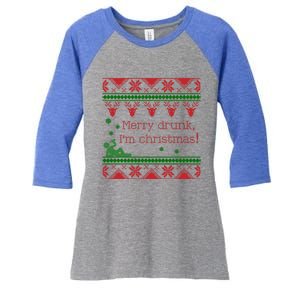 Funny Ugly Christmas Sweater Merry Drunk IM Christmas Gift Women's Tri-Blend 3/4-Sleeve Raglan Shirt