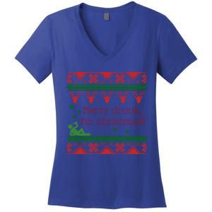 Funny Ugly Christmas Sweater Merry Drunk IM Christmas Gift Women's V-Neck T-Shirt