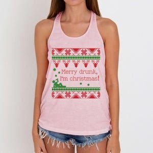 Funny Ugly Christmas Sweater Merry Drunk IM Christmas Gift Women's Knotted Racerback Tank