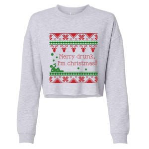 Funny Ugly Christmas Sweater Merry Drunk IM Christmas Gift Cropped Pullover Crew