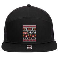 Firefighter Ugly Christmas Fireman Fire Department 7 Panel Mesh Trucker Snapback Hat