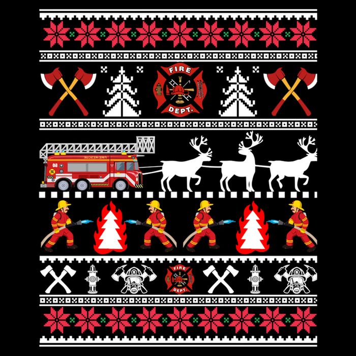Firefighter Ugly Christmas Fireman Fire Department 7-Panel Snapback Hat