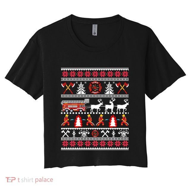 Firefighter Ugly Christmas Fireman Fire Department Crop Top